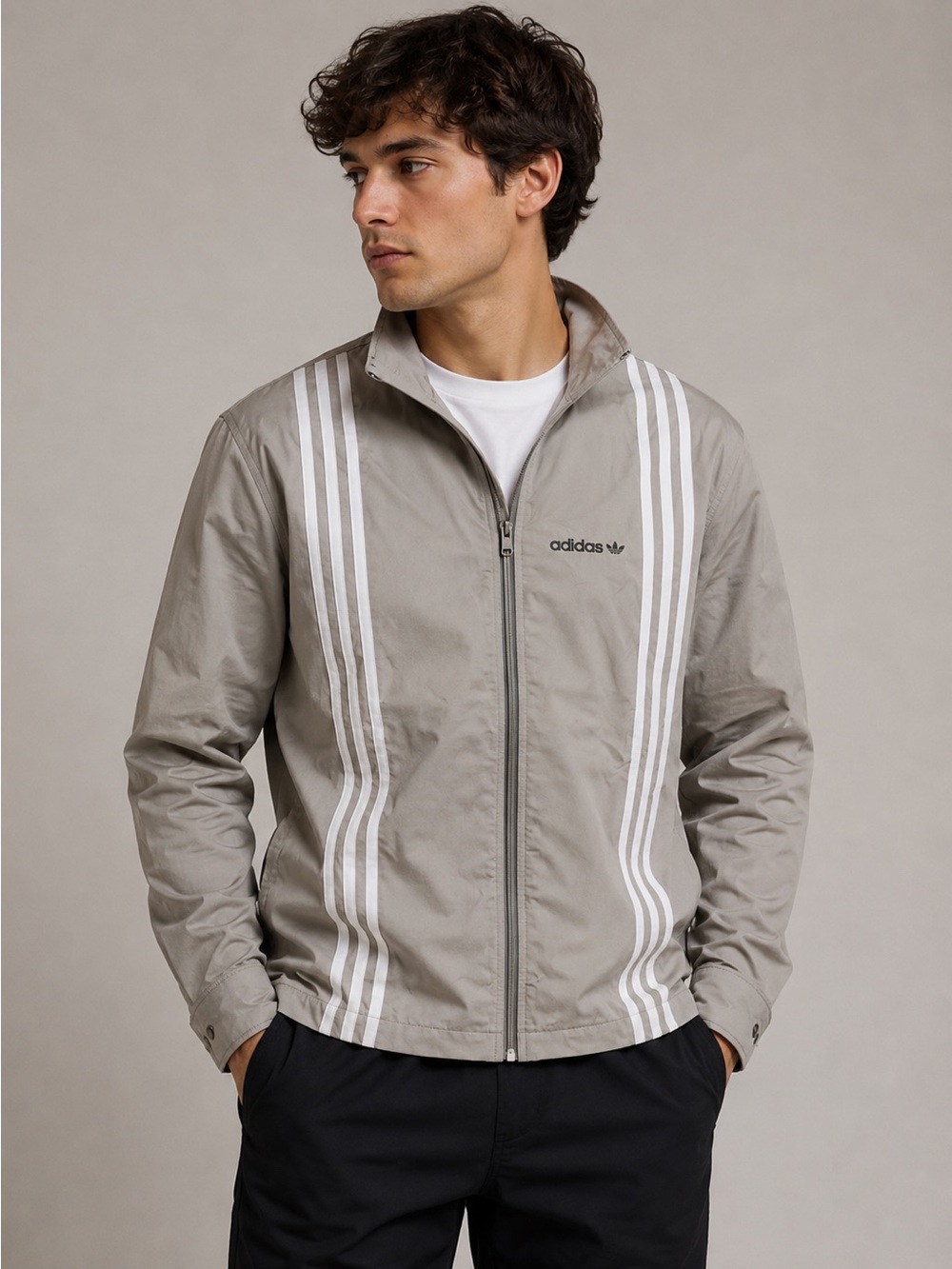 MAKE OFFER ! Adidas Men's Tan Jacket Small light zip-up